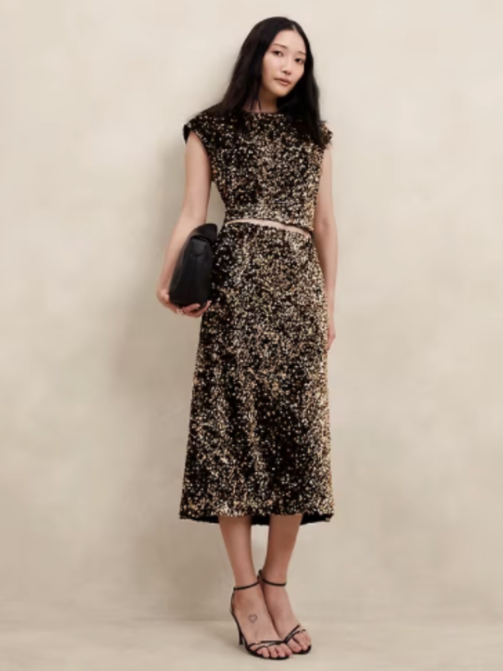 Banana Republic Factory SEQUIN MIDI SLIP SKIRT - Size S - NWT - Gold